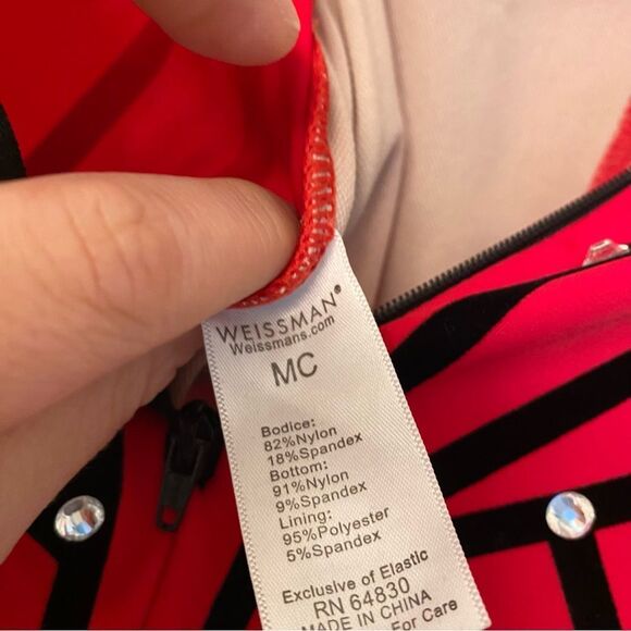 WEISSMAN Elite Dance Costume unitard black red Not My Responsibility 14114 MC - Picture 6 of 11